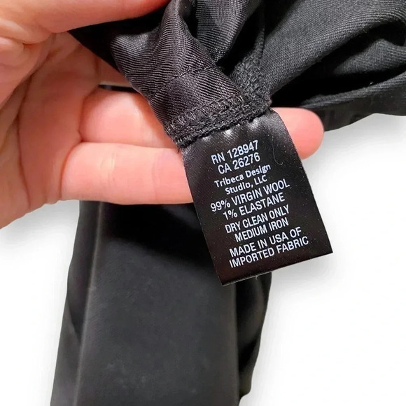 Nili Lotan Virgin Wool Pleated Ankle Black Tapered Trouser Dress Pants Size 8 - Picture 7 of 7